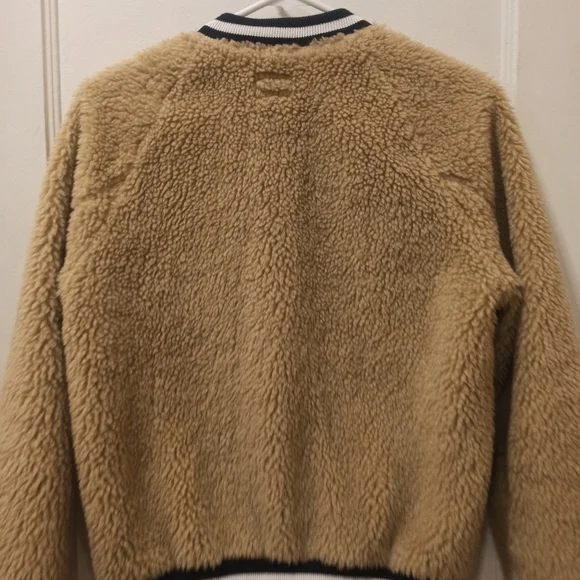 MOTHER Beige Teddy Letterman Snap women's Bomber Jacket in More Than a Feeling - Picture 16 of 16